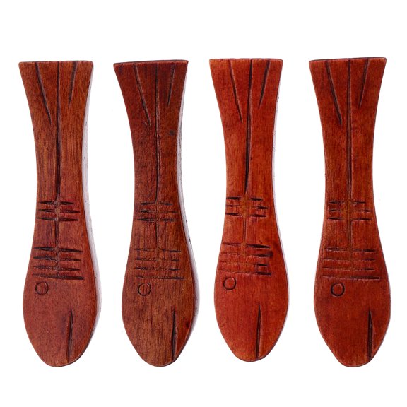 PONDER 4pcs Wooden Chopsticks Rest Rack Fish Shaped Cutlery Holder Tableware Rack
