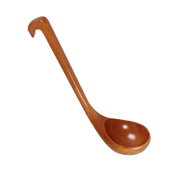 PONDER Wooden Long Handle High Heat Resistanct Cooking Spoon Mixing Ladle Handmade Utensil with Hook for Kitchen Restaurant Hot Pot