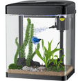 thumbnail image 1 of PONDON Fish Tank, 2 Gallon Glass Aquarium, 3 in 1 Fish Tank with Filter and Light, Desktop Small Fish Tank for Betta Fish, Shrimp, Goldfish (Black, 2 Gallon), 1 of 8