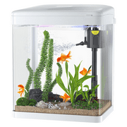 PONDON Fish Tank, 2 Gallon Glass Aquarium, 3 in 1 Fish Tank with Filter and Light, Desktop Small Fish Tank for Betta Fish, Shrimp, Goldfish (Black, 2 Gallon)