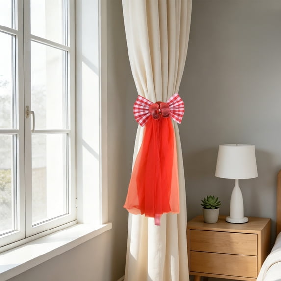 PONPRNGY 1 Pack Bow Curtain Tiebacks Clip Aesthetic Tie Backs for Curtains, Home Decor Living Room Curtain Decoration Clip