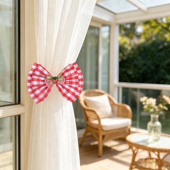 PONPRNGY 1 Pack Bow Curtain Tiebacks Clip Aesthetic Tie Backs for Curtains, Home Decor Living Room Curtain Decoration Clip