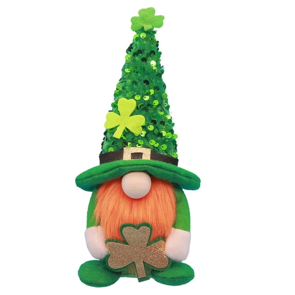 PONPRNGY 1 Pack St. Patricks Day Decorations Gnomes Plush for Home Decor - Green Irish Handmade Faceless Gnomes for St. Patricks Day Gift, Table Ornament Decor