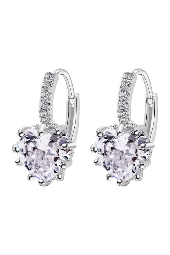 1 Pair Women's Heart Dangle Earrings Alloy Solitaire Drop Earring Birthstone Valentine's Day Jewelry Gift