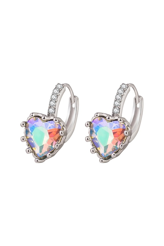 1 Pair Women's Heart Dangle Earrings Alloy Solitaire Drop Earring Birthstone Valentine's Day Jewelry Gift