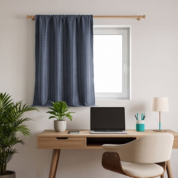 PONPRNGY 1 Panel Short Kitchen Curtains, Textured Cafe Curtain, Light Filtering Small Windows Curtains for Bathroom Basement, 39" x 51"