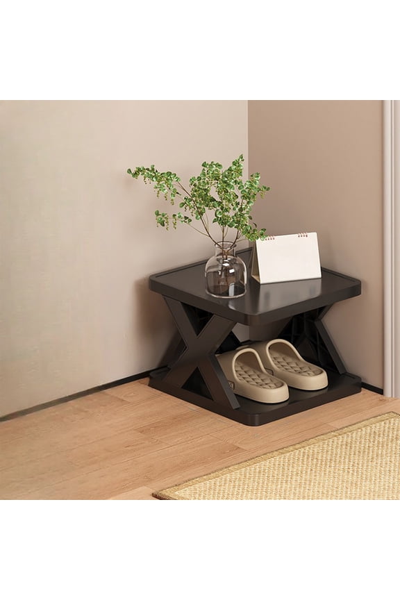 1 Tier Vertical Narrow Shoe Storage Organizer for Saving Space, Black Plastic Small Collapsible Shoe Rack for Entryway, Closet, Bedroom