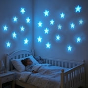 PONPRNGY 100pcs Glow in the Dark Luminous Stars Fluorescent Noctilucent Plastic Stars Wall Stickers Glowing Stars Decals for Home Art Decor Ceiling Bedroom Room Multicolor