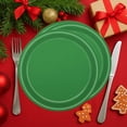 thumbnail image 1 of PONPRNGY 10Pcs Paper Plates, Green Heavy Duty Party Plates, Round 9 Inches Disposable Paper Dinner Plates, Everyday Use Plates Set for Daily Meals Wedding Christmas Picnic Supplies, 1 of 6