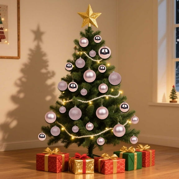 PONPRNGY 12PCS Christmas Tree Bauble Hanging Home Party Ornament Decor 6CM