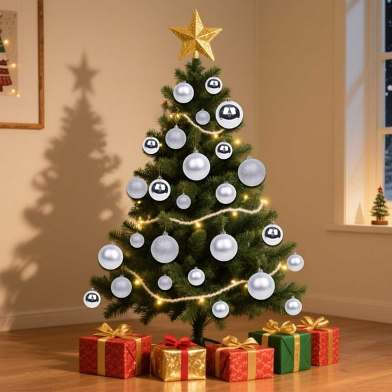 PONPRNGY 12PCS Christmas Tree Bauble Hanging Home Party Ornament Decor 6CM