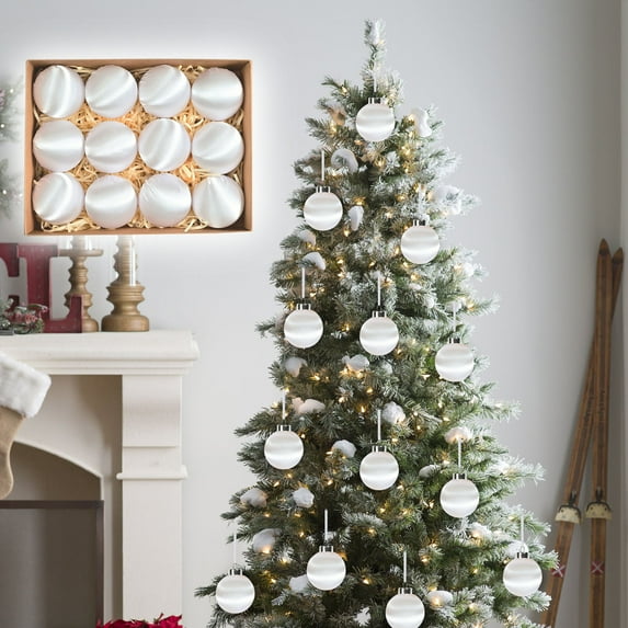 PONPRNGY 12Pcs Plastic Ornaments for Christmas Tree Decorations - Xmas Ball Ornament for Indoor Holiday Decor - Shatterproof Christmas Bulbs Ornaments