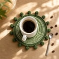 thumbnail image 1 of PONPRNGY 1Pc 5" Boho Braided Placemats, Round Table Mats with Tassel, Fringe Washable & Heat Resistant for Dining Table, Farmhouse Kitchen Decor, 1 of 5
