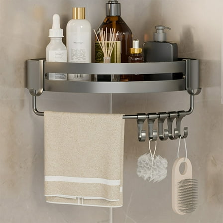 PONPRNGY 1Pc Adhesive Corner Shelf Bathroom Shower Caddy Organizer for Kitchen Toilet No Drilling 1-Tier Bathroom Corner Shelves Shower Caddies
