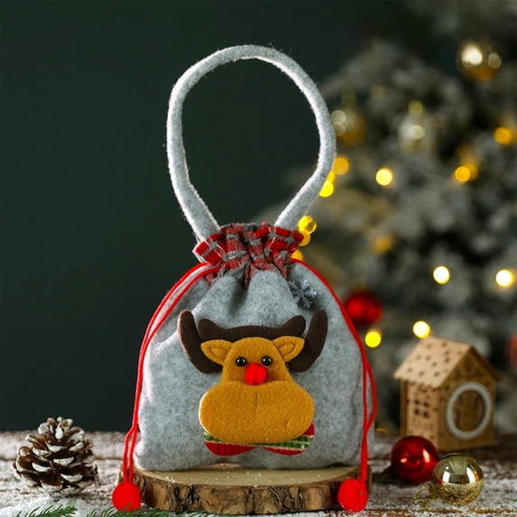 PONPRNGY 1Pc Christmas Gift Doll Bags Reusable Drawstring Gift Bags Xmas Gift Bags, Santa Snowman Doll Storage Bag, Christmas Decoration Apples Bag for Candy Party Favors Holiday Wrapping