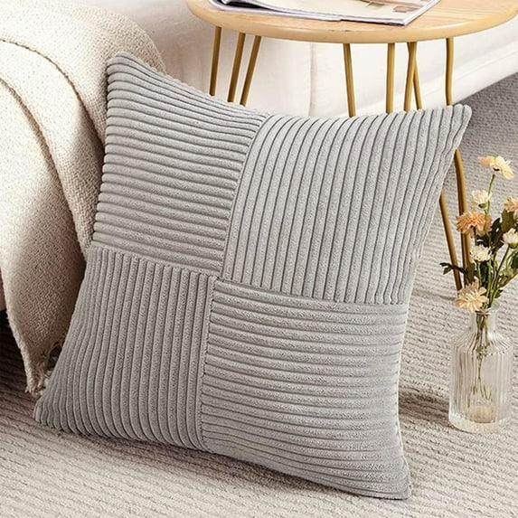 PONPRNGY 1Pc Corduroy Pillow Covers 17x17 Inch Boho Decorative Spliced Throw Pillow Covers Soft Couch Pillowcases Diagonal Patchwork Textured Cushion Covers for Sofa Living Room Decor
