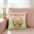 thumbnail image 1 of PONPRNGY 1Pc Easter Eggs Basket Bunny Throw Pillow Cover, 17 x 17 Inch Flowers Cushion Case Decoration for Sofa Couch, 1 of 6