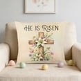 thumbnail image 1 of PONPRNGY 1Pc Easter Eggs Basket Bunny Throw Pillow Cover, 17 x 17 Inch Flowers Cushion Case Decoration for Sofa Couch, 1 of 6