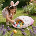 thumbnail image 1 of PONPRNGY 1Pc Easter Storage Bags Gift Bags Small Size Cloth Bag Printed Drawstring Bag Bunny Flower theme, 1 of 9