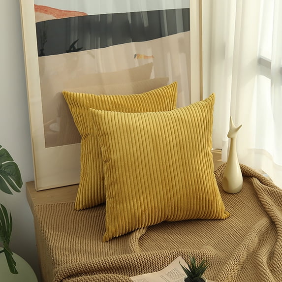 PONPRNGY 1Pc Fall Corduroy Decorative Throw Pillow Covers 17x17 Inch Soft Boho Striped Square Pillow Case Modern Farmhouse Cushion Cover for Couch Bed Sofa Living Room Home Decor