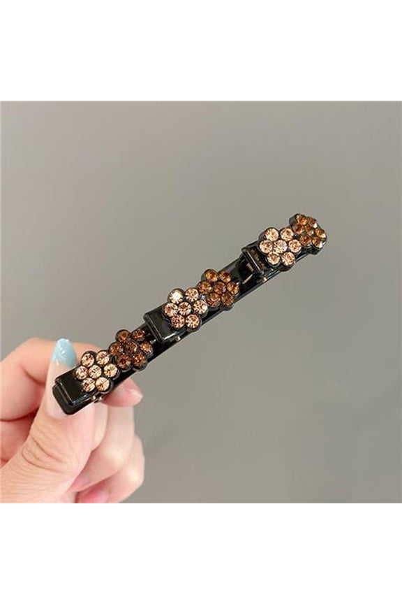 1Pc Flower Crystal Hairpin for Women Hairpin Headbands Double Layer Twist Plait with Clips Hollow Woven Hair Accessories for Women Girls