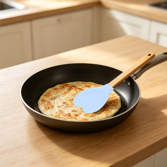 PONPRNGY 1Pc Heart-Shaped Silicone Spatula with Wooden Handle for Nonstick Cookware-Kitchen Utensils for Baking, Cooking, Mixing, Scraping, and Stirring