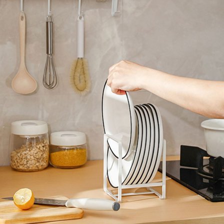 PONPRNGY 1Pc Plate Holders Organizer, Metal Dish Storage Dying Display Rack for Cabinet, Counter and Cupboard