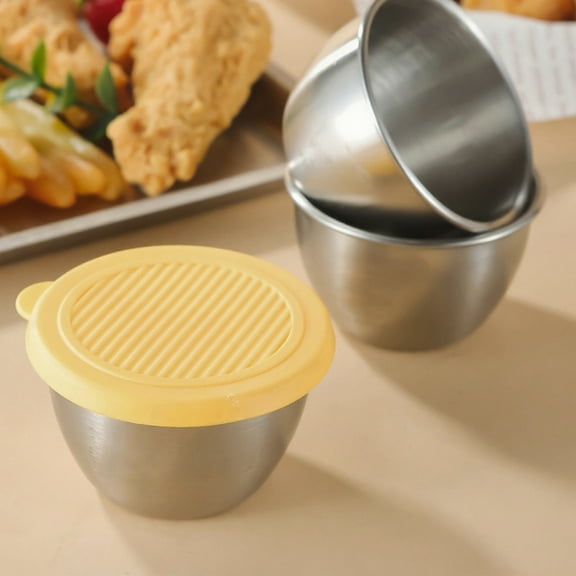 PONPRNGY 1Pc Salad Dressing Container Leakproof Reusable Stainless Steel Small Container with Lid Sauces Containers for Lunch Box Picnics Travel