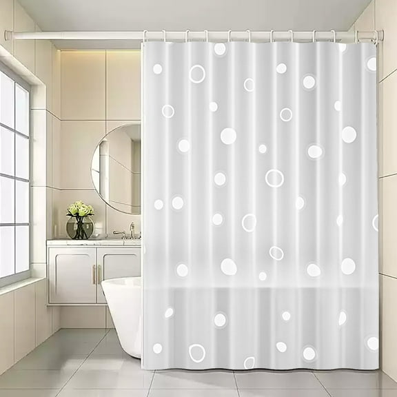 PONPRNGY 1Pc Shower Curtain Liner, White PEVA Shower Liner, Plastic Waterproof Shower Curtains, 70x70 inch with Grommet Holes and 13 Hooks