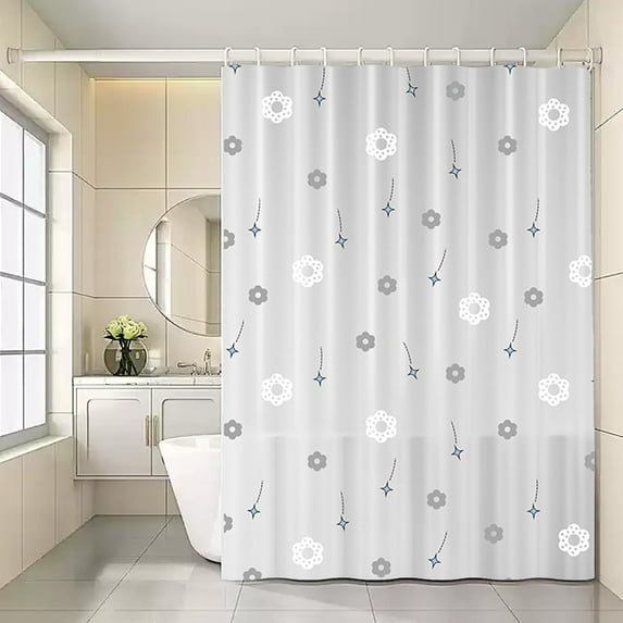 PONPRNGY 1Pc Shower Curtain Liner, White PEVA Shower Liner, Plastic Waterproof Shower Curtains, 70x70 inch with Grommet Holes and 13 Hooks