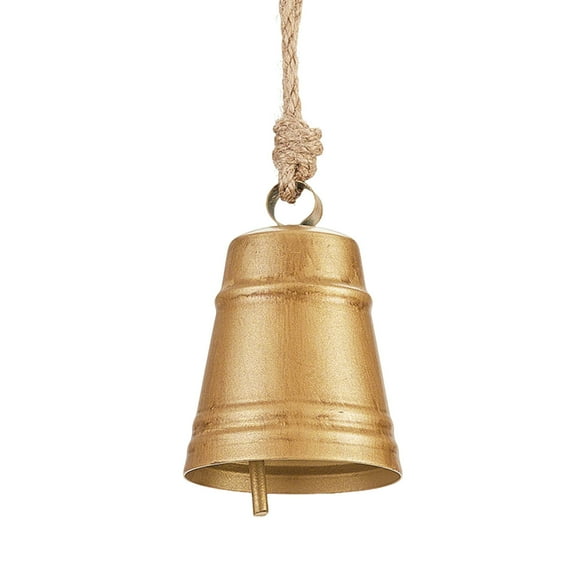PONPRNGY 1Pc Vintage Rustic Lucky Tin Metal Cow Bells, Christmas Décor, Cylinder Bells on Jute Rope