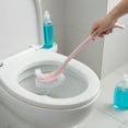 thumbnail image 1 of PONPRNGY 1Pcs Double Sided Toilet Brush, Plastic Long Handle Bathroom Scrub Cleaning Tool, with Brush-Rubber Brush and Slit Brush, Toilet Bowl Brush Clean Every Corner of the Toilet, 1 of 7