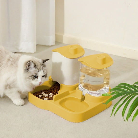 PONPRNGY 2-in-1 Gravity Pet Feeder and Water Dispenser, Small Food Water Dispenser, Small Pet Food and Water Dispenser, Pet Feeder Water Bowl, Easy to Clean