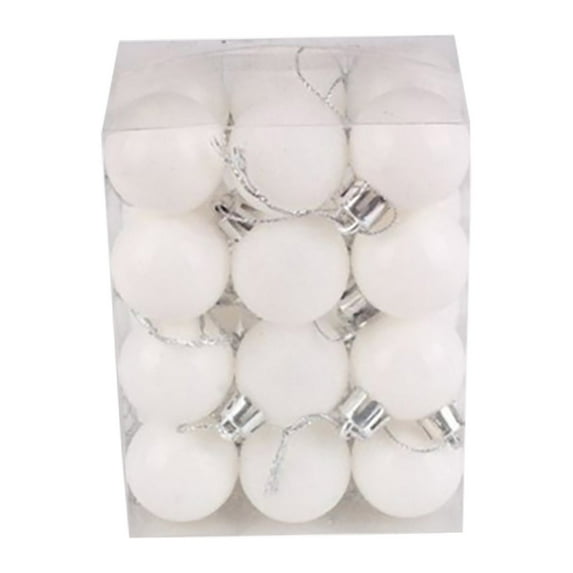 PONPRNGY 24pcs Christmas Tree Decorations with Bright and Sparkling Powder Balls Plastic Christmas Colored Balls and Small Pendants