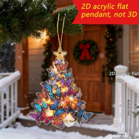 PONPRNGY 2D Flat Christmas Tree Acrylic Hanging Decoration