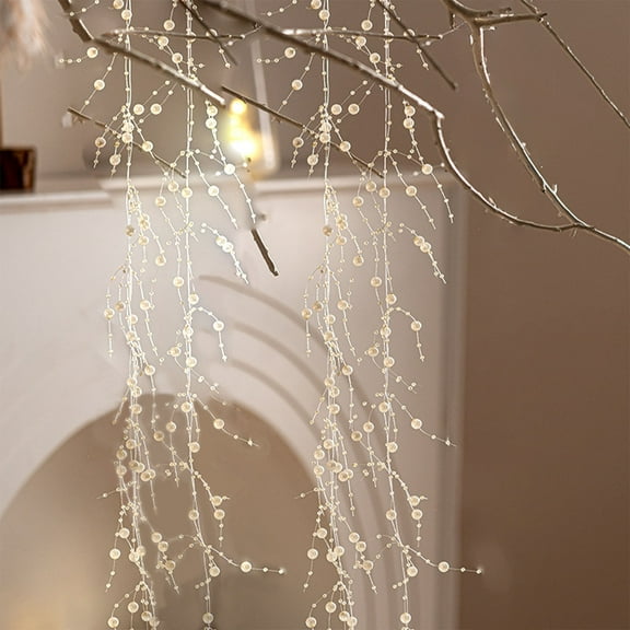 PONPRNGY 2Pcs Acrylic Beaded Garland Strands Clear Ice Wire Garlands Hanging Crystals Decor for Christmas Tree Wedding Party Decorations Diamond Garland Crystal Christmas Garland