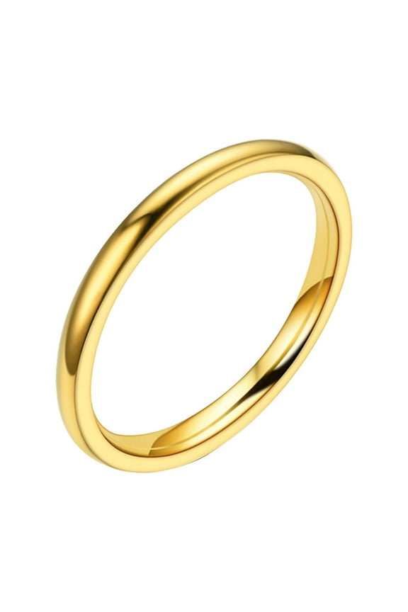 2mm Metal Wedding Band Ring for Men Women Gold Plated Domed High Polish Engagement Promise Rings Comfort(Size 7)