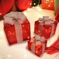 thumbnail image 1 of PONPRNGY 3Pcs Festive Christmas Lighted Gift Boxes, Collapsible Indoor Holiday Decorations with Pre-Lit Warm LED Lights, Sturdy Frame & Glittering Fabric, for Fireplace & Christmas Tree, 1 of 6