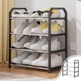 thumbnail image 1 of PONPRNGY 4-Tier Stackable Small Shoe Rack, Lightweight Shoe Shelf Storage Organizer for Entryway, Hallway and Closet, 1 of 6