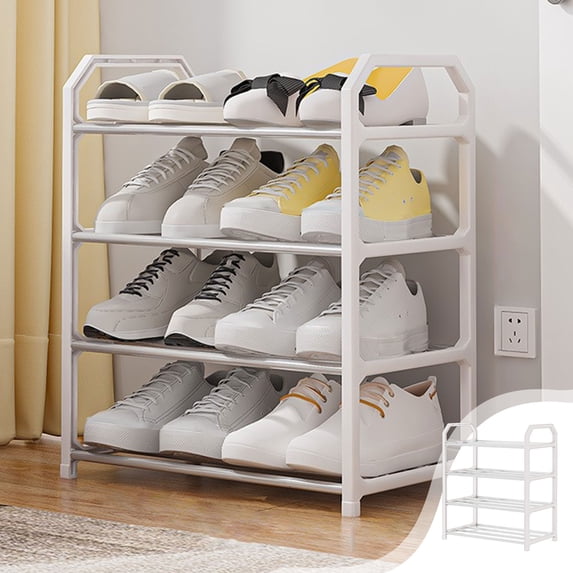 PONPRNGY 4-Tier Stackable Small Shoe Rack, Lightweight Shoe Shelf Storage Organizer for Entryway, Hallway and Closet