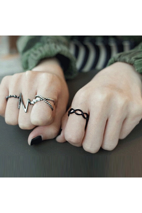 4Pcs Vintage Alloy Knuckle Rings Set for Women Men, Chunky Rings Aesthetic Grunge Stackable Gothic Ring Adjustable Y2K Punk Bulky Boho Finger Alt of Rings