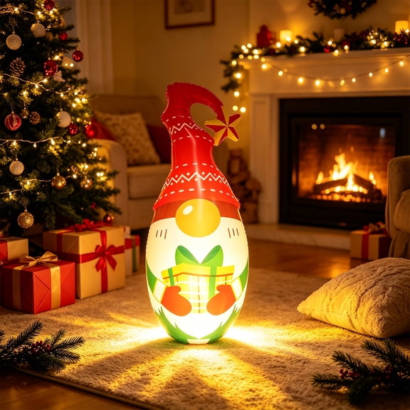 PONPRNGY 59" Christmas Inflatables Gnome Outdoor Decorations, Blow up Snow Man Yard Decor Built-in Bright LED Light, Holiday for Garden Patio Lawn Party Xmas Gifts