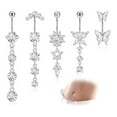thumbnail image 1 of PONPRNGY 5PCS Belly Button Ring Stainless Steel Dangle Belly Rings Clicker Belly Piercing Navel Rings for Women, 1 of 6