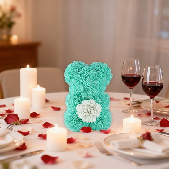 PONPRNGY Artificial Rose Flower Bear,Perfect Romantic Gift for Her, Valentine's Mother's Day, Birthday,Thanksgiving Party Anniversary Girl Friend Wife