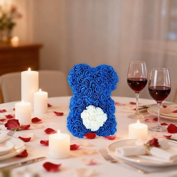 PONPRNGY Artificial Rose Flower Bear,Perfect Romantic Gift for Her, Valentine's Mother's Day, Birthday,Thanksgiving Party Anniversary Girl Friend Wife