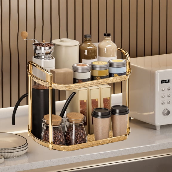 PONPRNGY Bathroom Organizer Countertop, Makeup Storage, Skincare Cosmetic Tray Shelf, Perfume Holder Rack for Vanity Counter, Large Capacity, Easy to Install, Clean, 2 Tiers, Clear