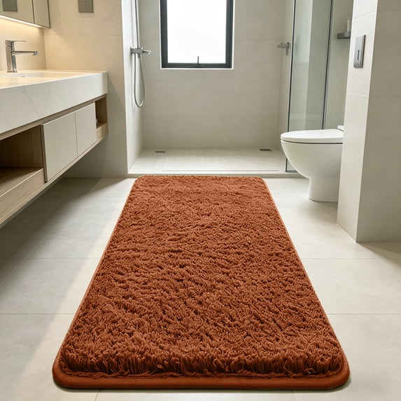 PONPRNGY Bathroom Runner Rug 47"x15", Non Slip Fluffy Long Bath Mat, Soft Shaggy Absorbent Microfiber Bath Rugs, Machine Washable Bath Mats for Bathroom Floor, Tub and Shower