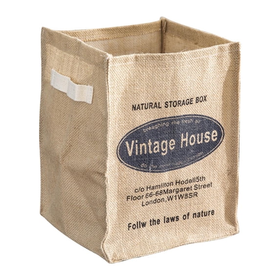 PONPRNGY Canvas Rectangular Storage Basket, Collapsible Storage Bin, Burlap Storage Box with Handles for Home Organization, Shelf Basket