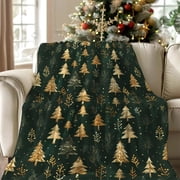 PONPRNGY Christmas Blanket Green Pine Tree Throw Blanket Soft Plush Blanket for Xmas Winter Home Bed Sofa Couch Chair, 29 x 39 Inch