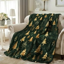 PONPRNGY Christmas Blanket Green Pine Tree Throw Blanket Soft Plush Blanket for Xmas Winter Home Bed Sofa Couch Chair, 51 x 59 Inch